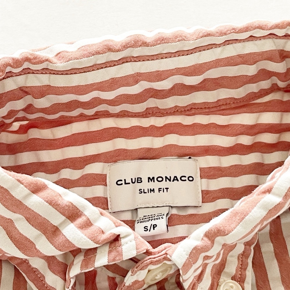 Club Monaco Pink and White Striped Shirt - Picture 2 of 8